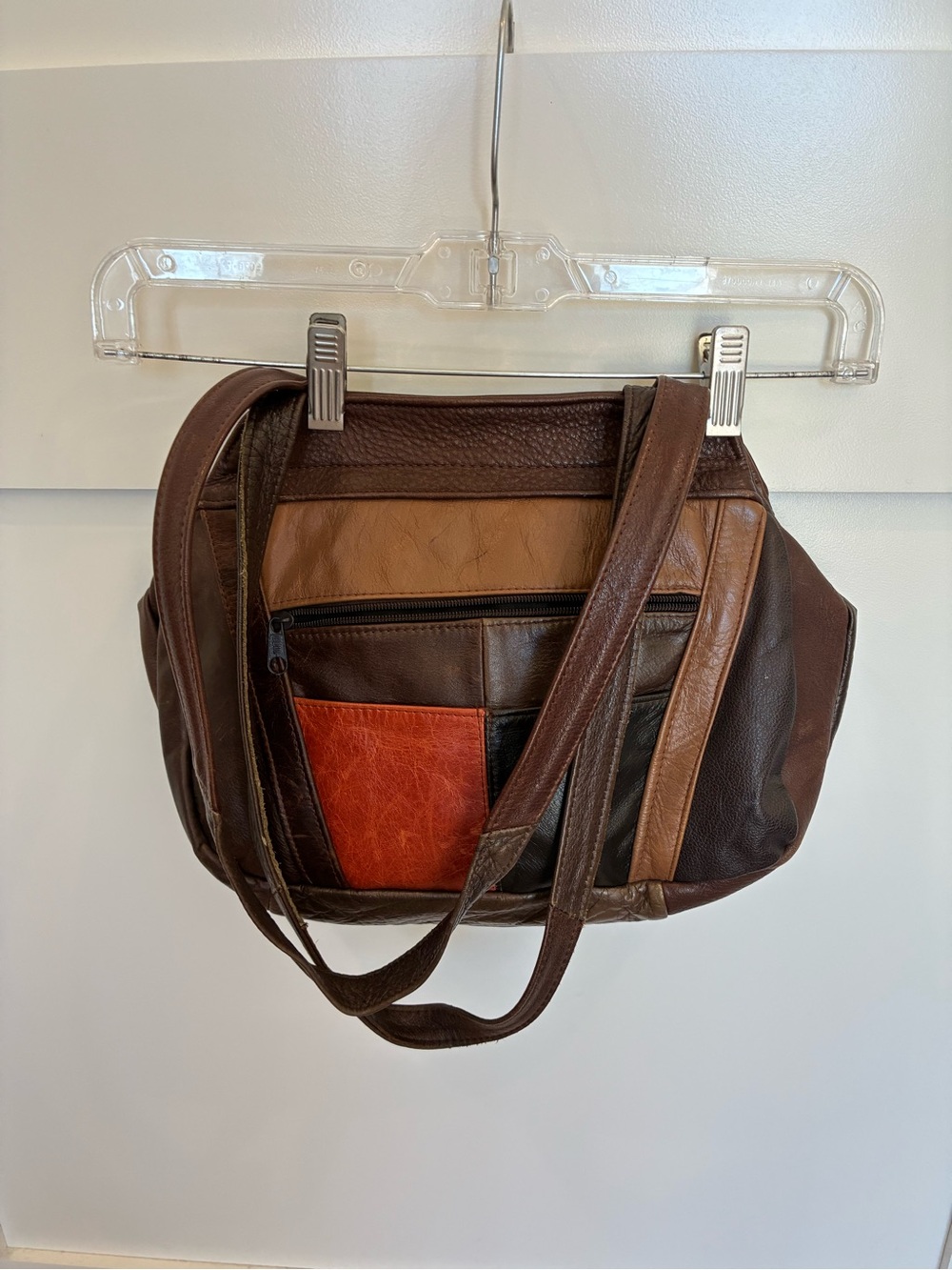 Vintage patchwork leather shoulder bag